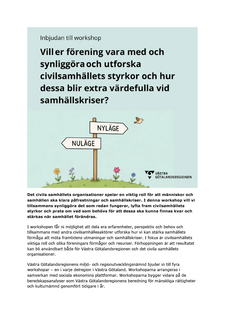 Workshop om civilsamhällets styrkor i krisberedskapen